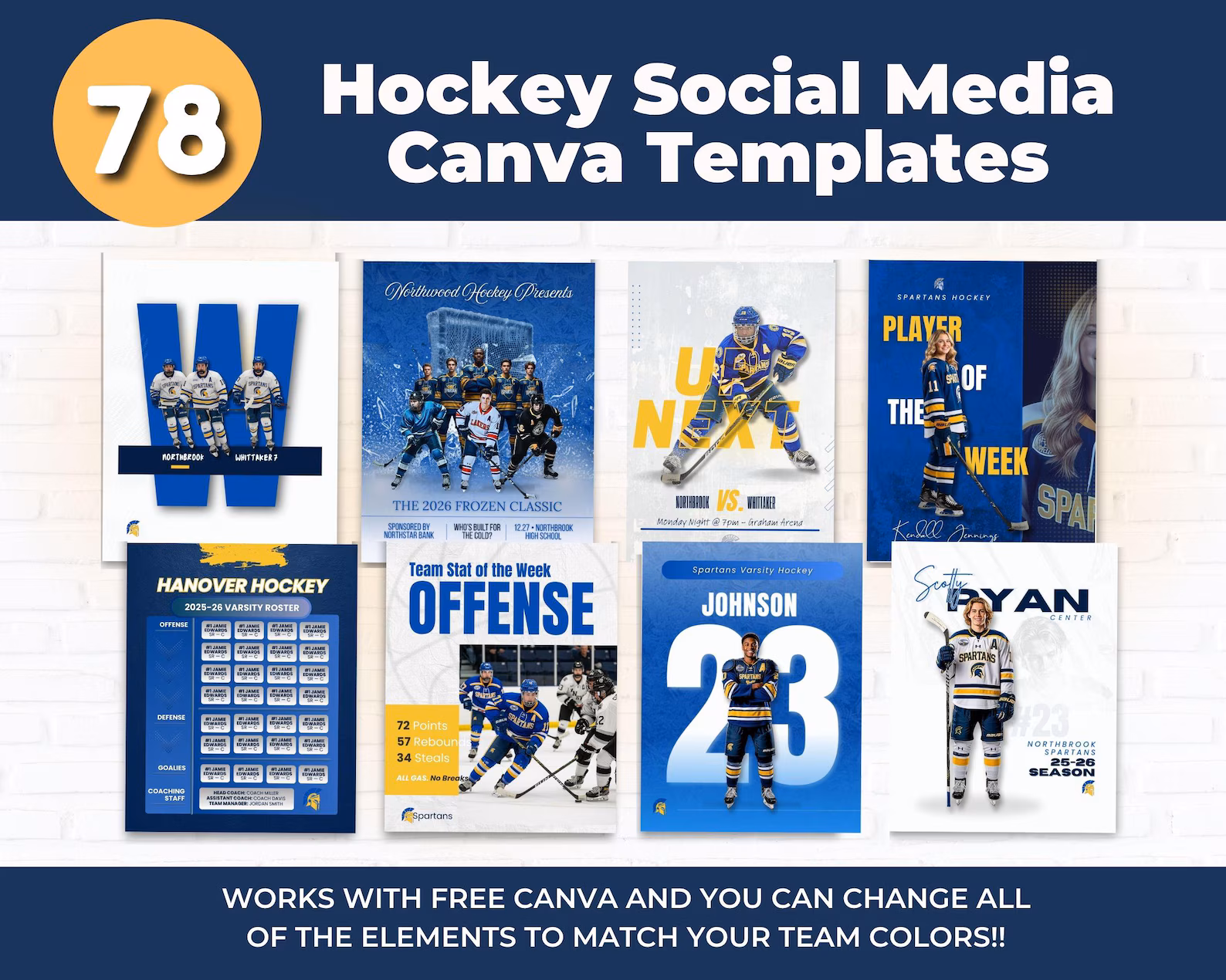 Hockey social media templates bundle in Canva