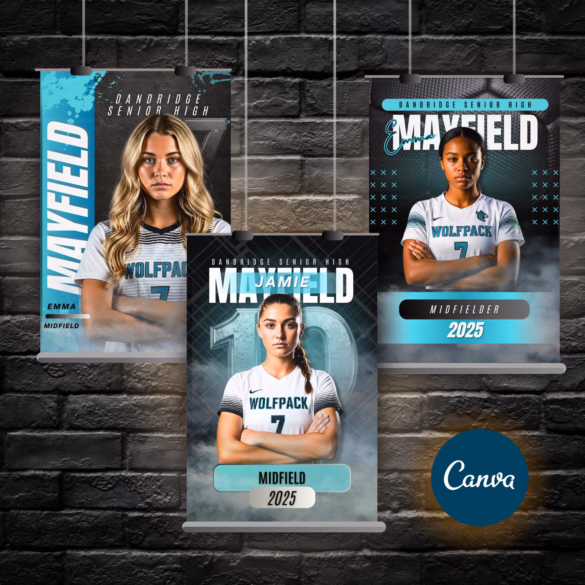 Girls soccer senior night poster template editable in Canva