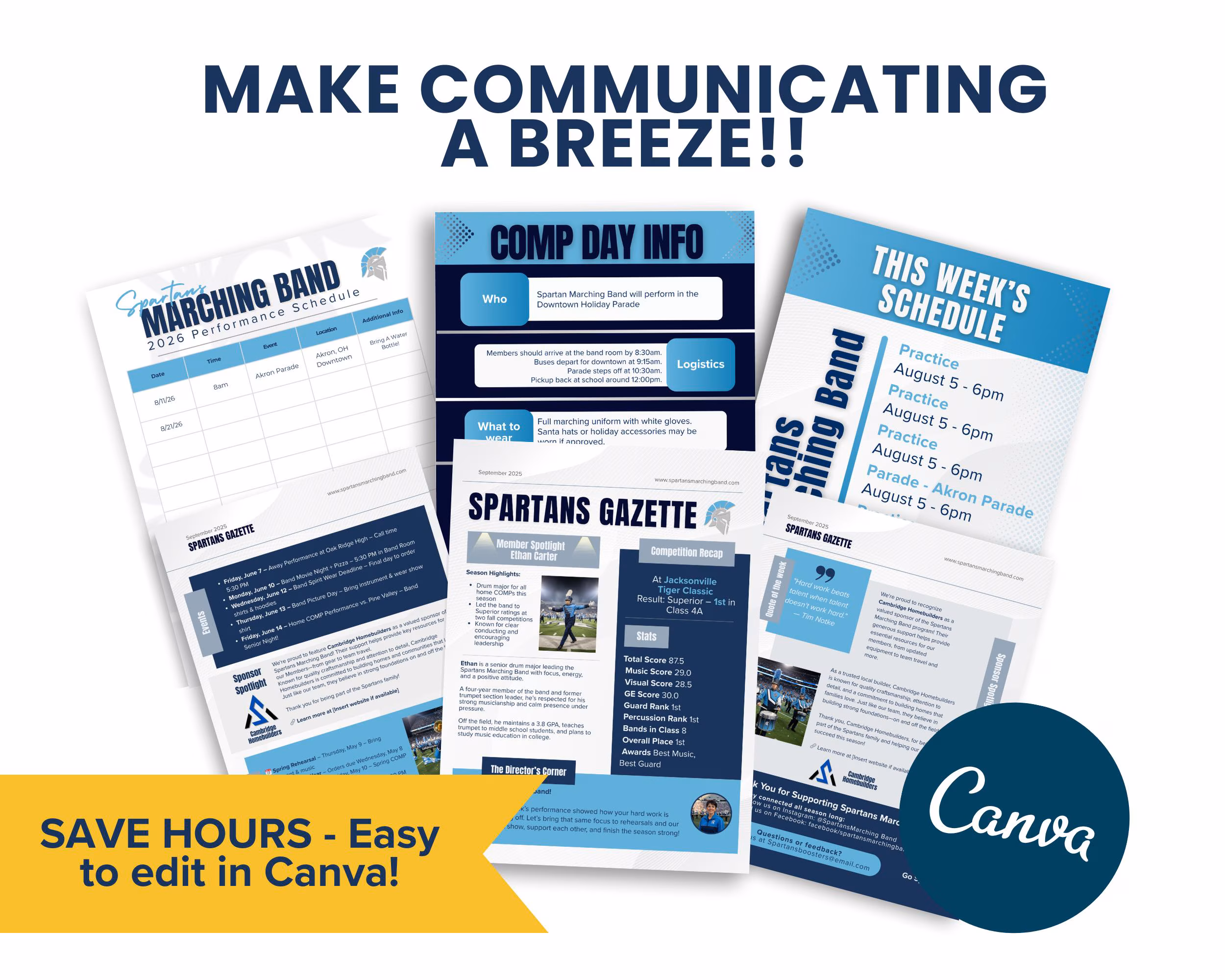Marching Band Canva Templates Bundle β 26 Editable Social Media, Newsletter, Schedule & Event Graphics - Image 5