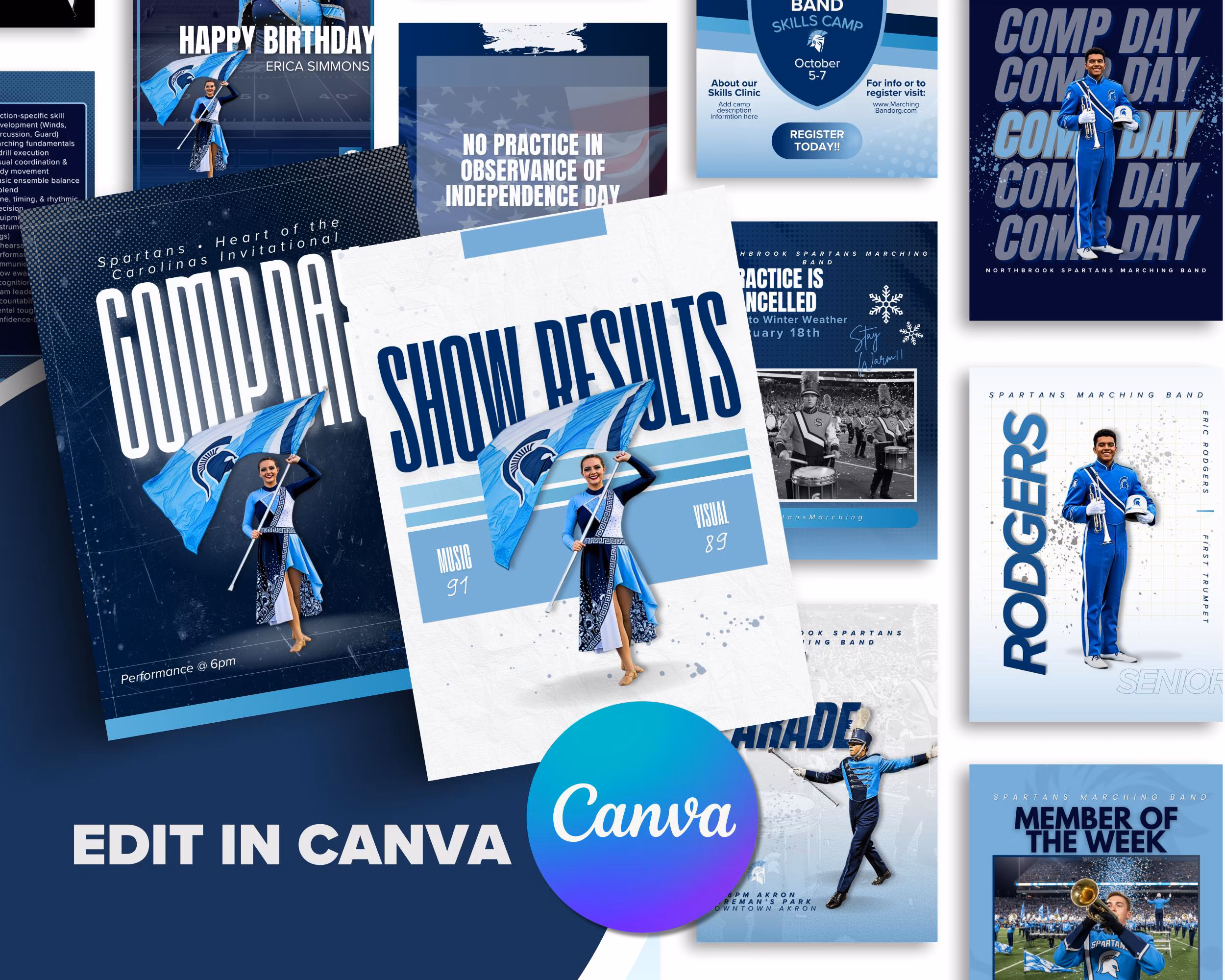 Marching Band Canva Templates Bundle β 26 Editable Social Media, Newsletter, Schedule & Event Graphics - Image 4